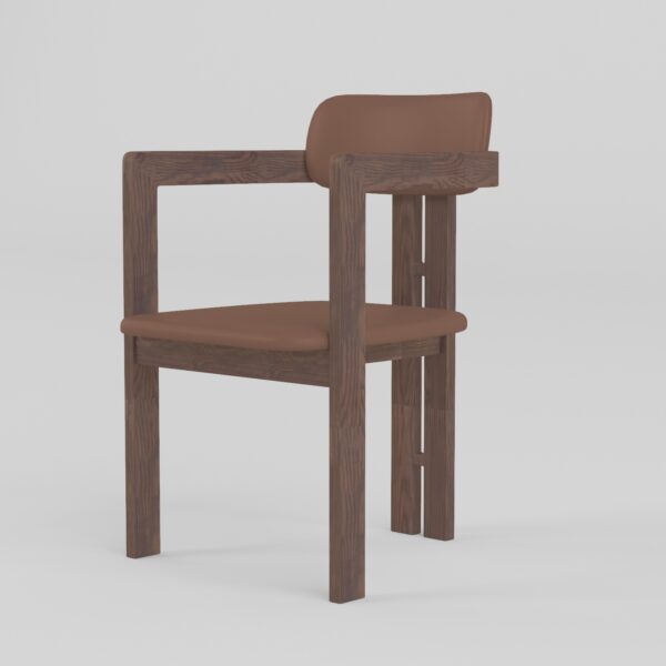 Curved Back Chair Front View Curved back dining chair in PU leather, front view