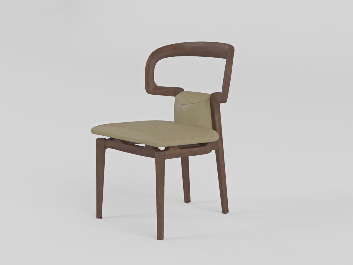 Upholstered side dining chair, scene view three