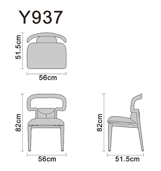 Upholstered side dining chair line art on white background