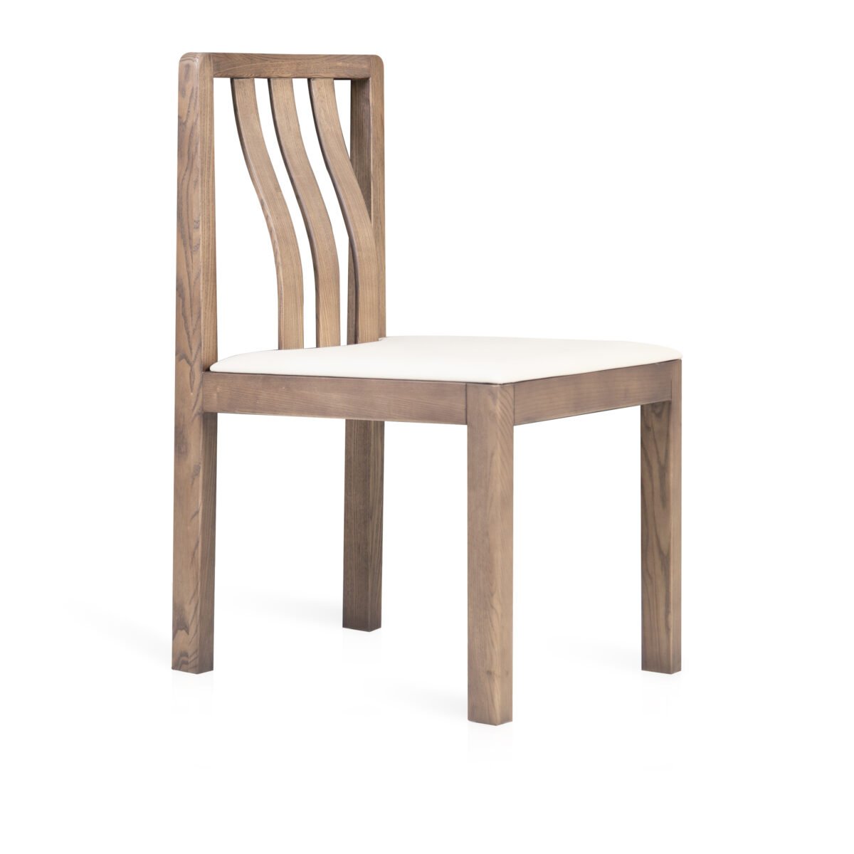 Dining chair in leather upholstery, side view