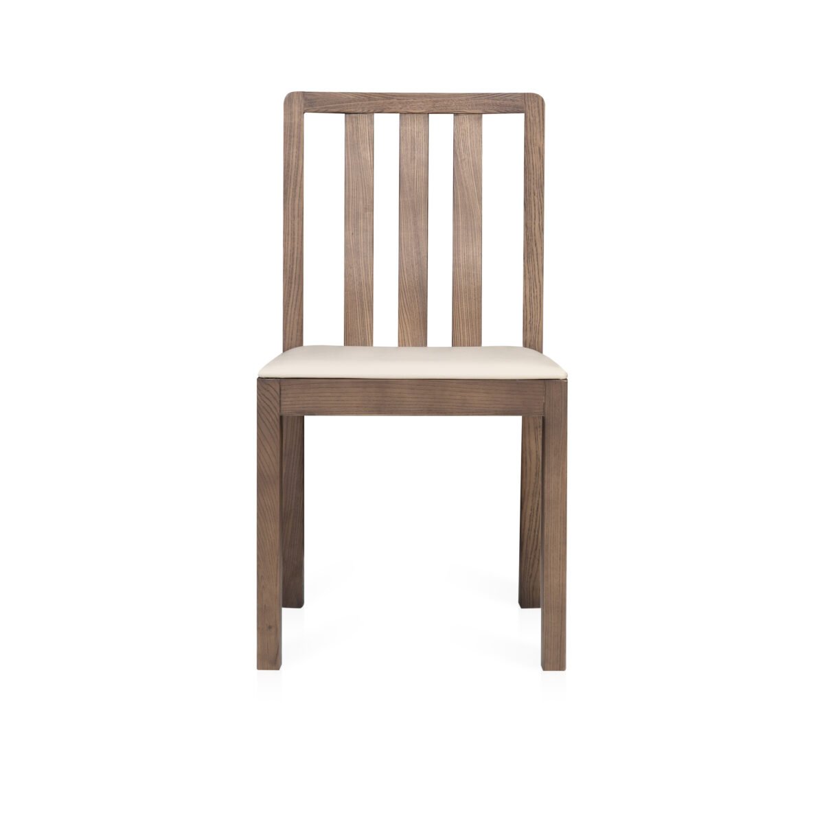 Dining chair in leather upholstery, front view
