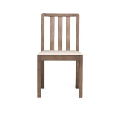 Dining chair in leather upholstery, front view
