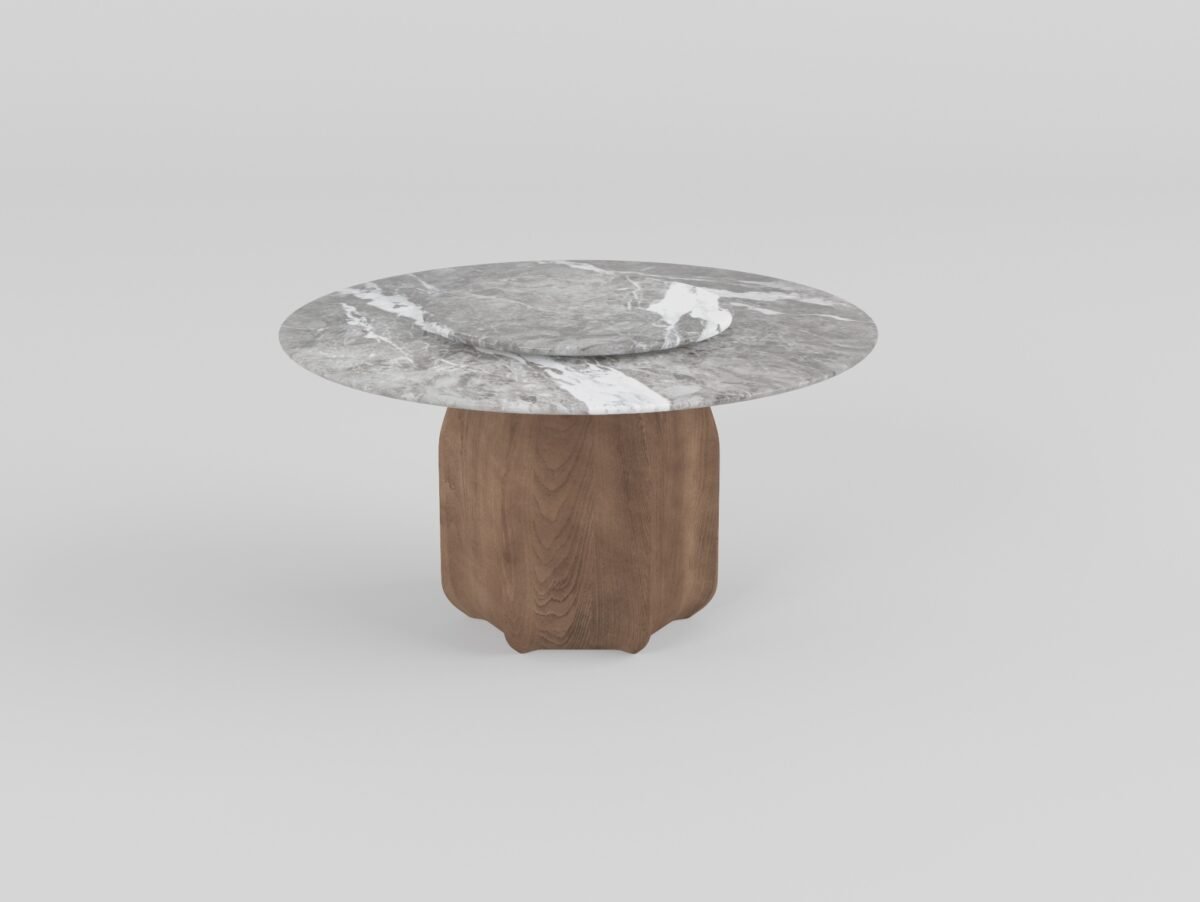 Round dining table 135cm, misty rain grey