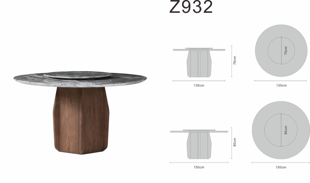Round dining table line art on white background