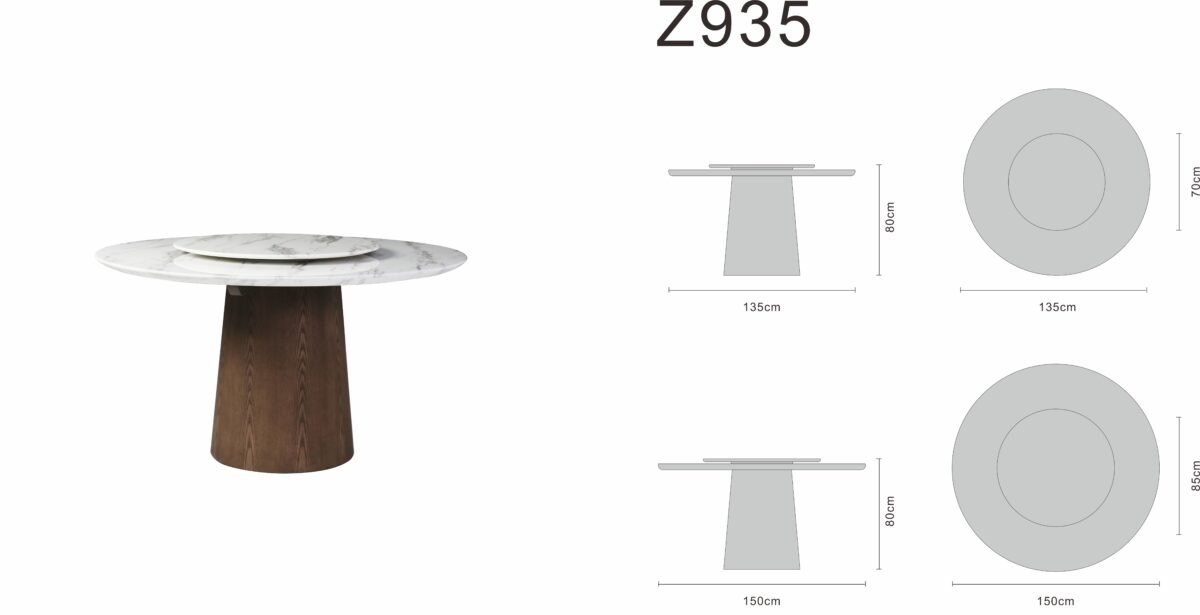 Round dining table line art on white background