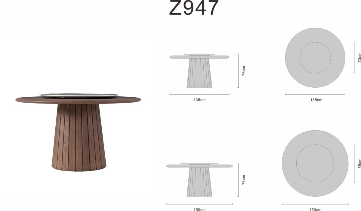 Round dining table line art on white background
