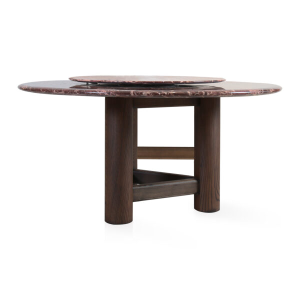 Round dining table crimson purple frost, detail view