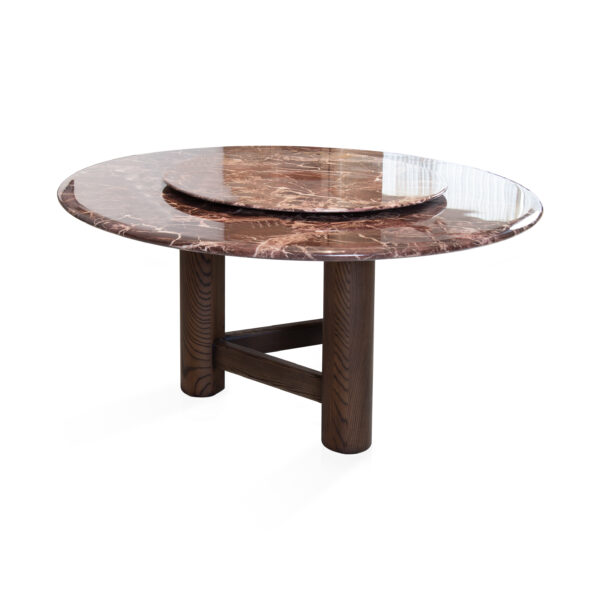 Round dining table crimson purple frost, scene view