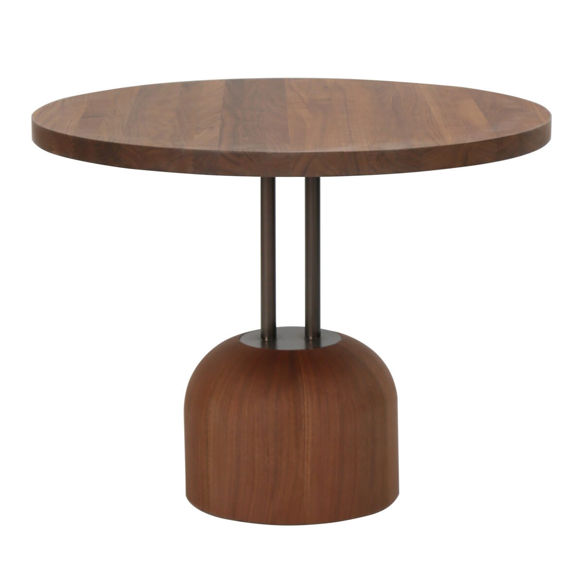 Meeting table in wood surface finish, front view