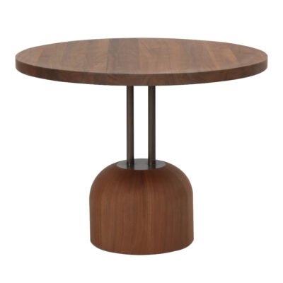 Meeting table in wood surface finish, front view