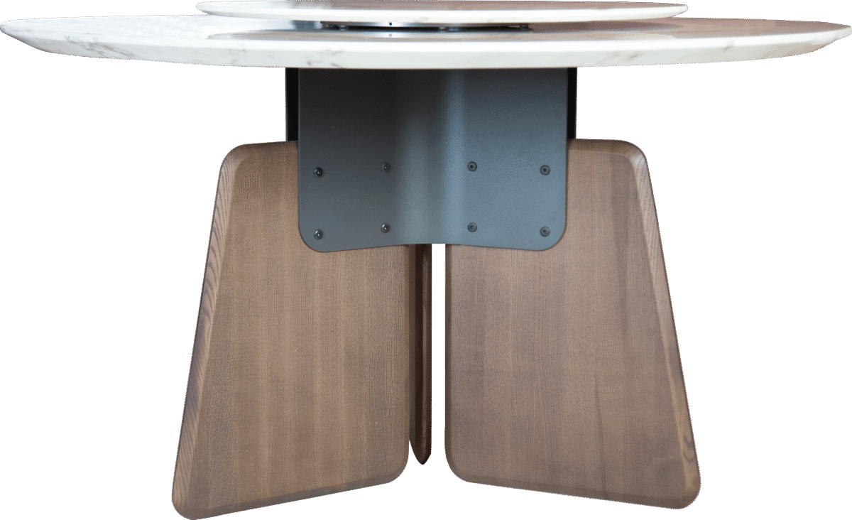 Round dining table with stone top, studio rendering