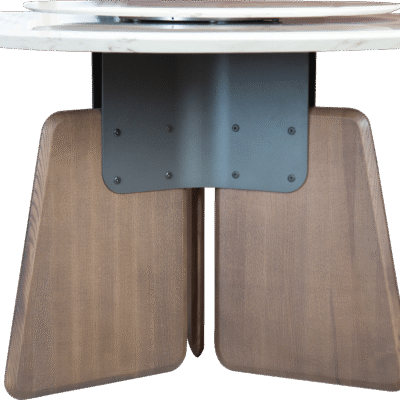 Round dining table with stone top, studio rendering