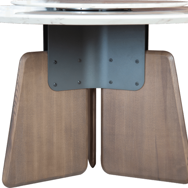 Round dining table with stone top, studio rendering
