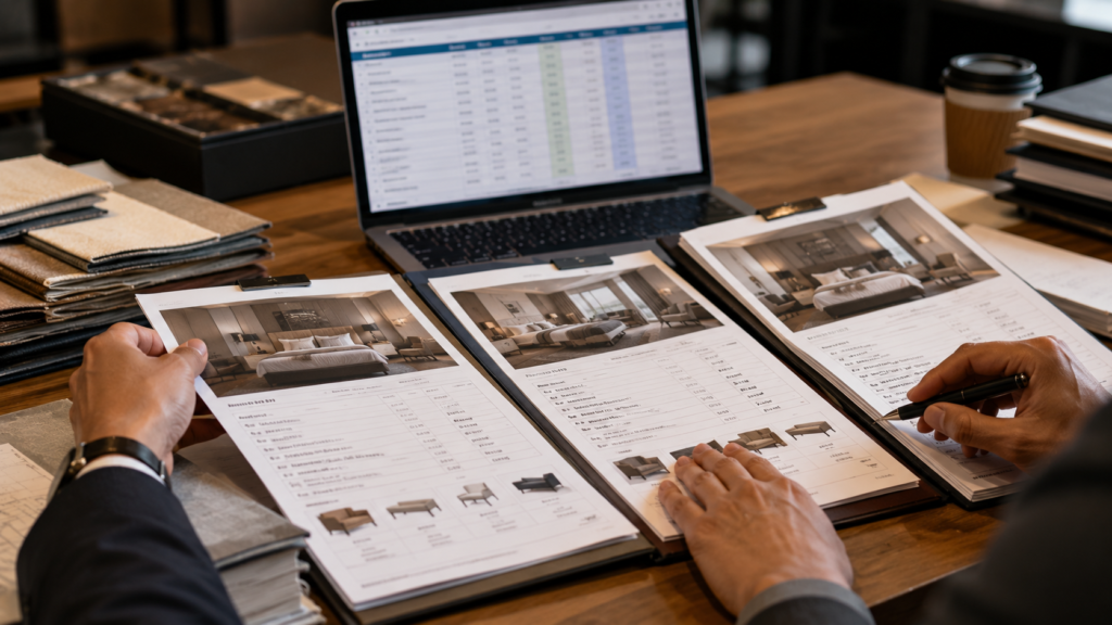 How Hotel Developers Source Furniture for Large Projects 2 Comparing supplier bids and RFP responses for hotel furniture procurement