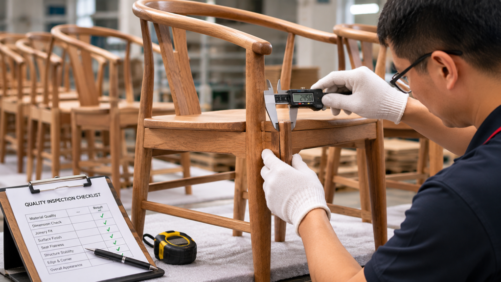 Why the Iconic China Chair Belongs in Your Modern Home 4 Quality control inspection of chair frame joinery before shipment
