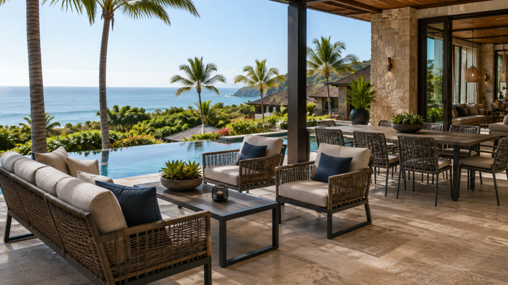 Outdoor Furniture from China: Quality, Cost & What to Expect 7 Coordinated outdoor furniture program for a resort villa terrace