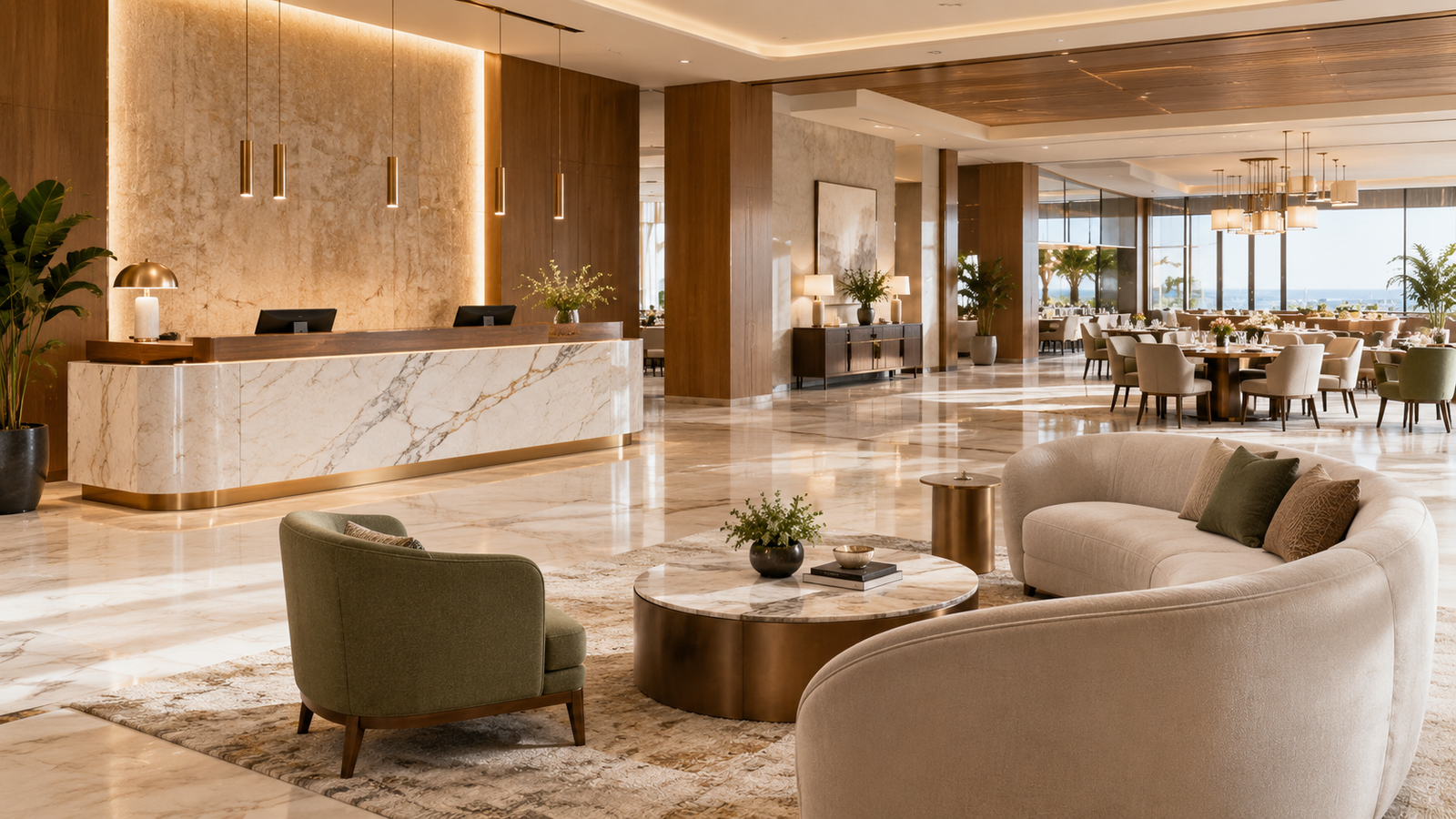 Custom Hotel Furniture: The Complete Guide for Hospitality Projects 3 Custom hotel furniture across lobby and restaurant areas